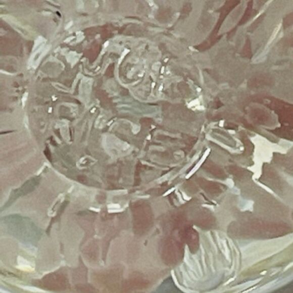 VINTAGE Joe Rice St Clair Glass Teapot Ring Holder Paperweight Pink Flowers Exce - Picture 7 of 7